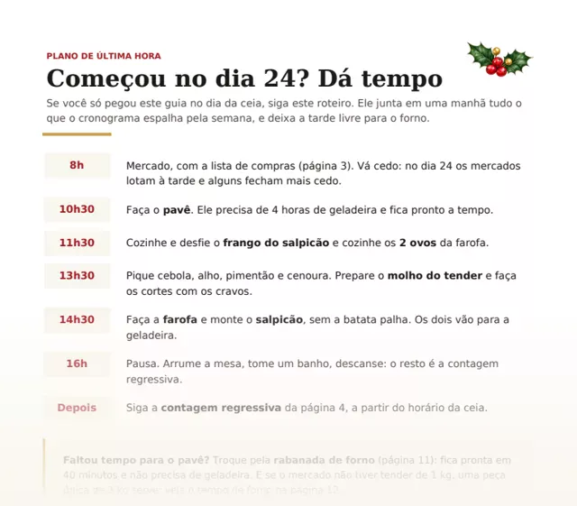 Página do plano de última hora do guia